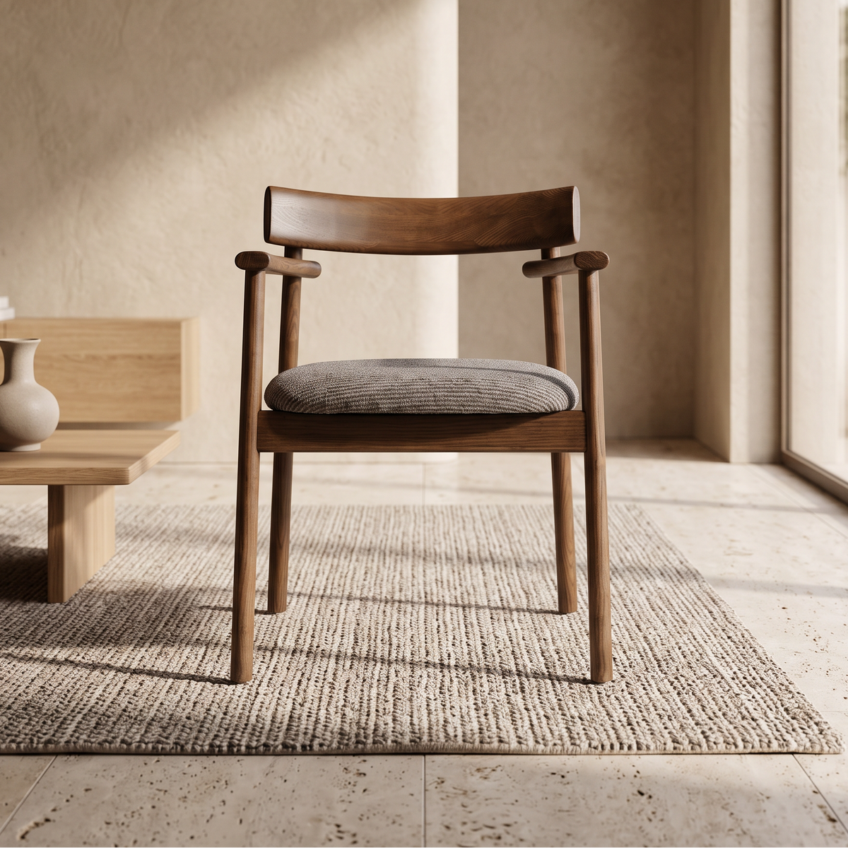 Chaise GAIA teinte noyer et tissu marron homa home