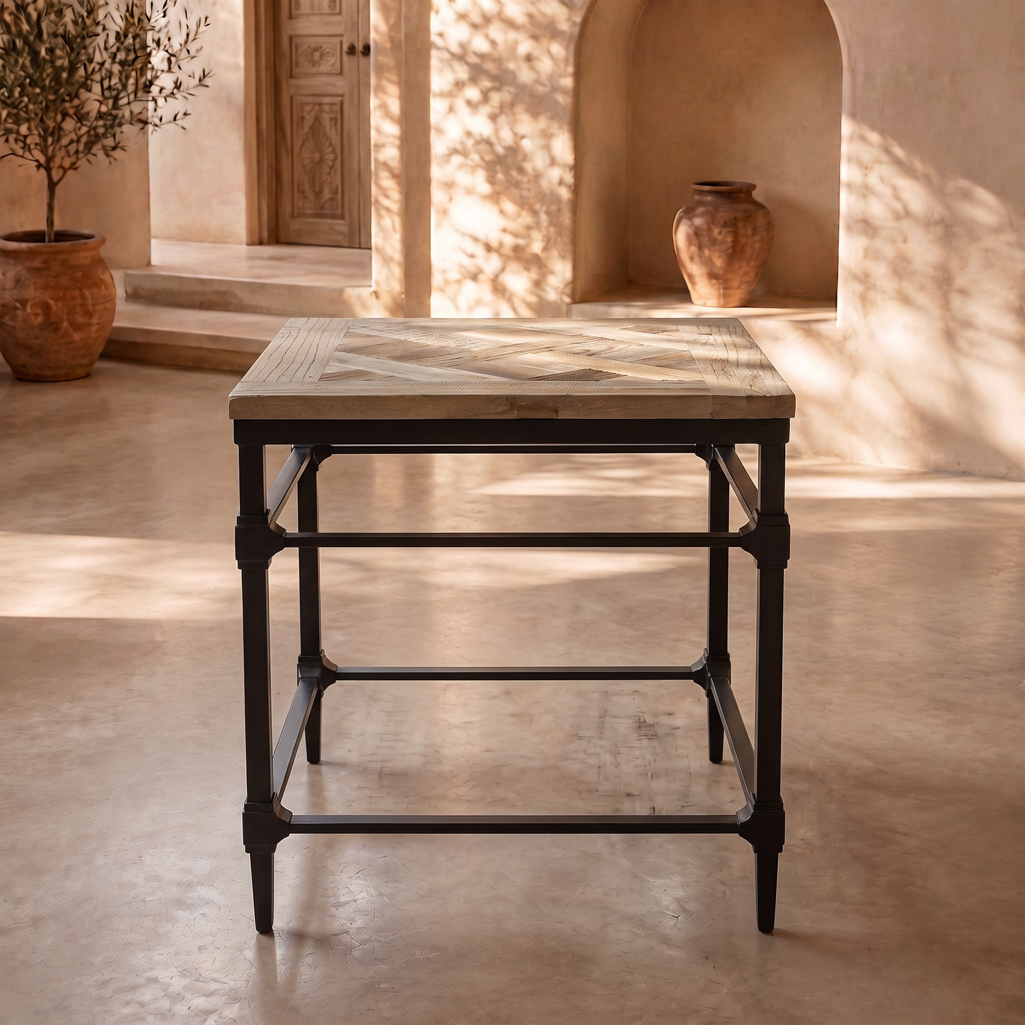 Table basse carré en orme - structure en métal MIA homa home