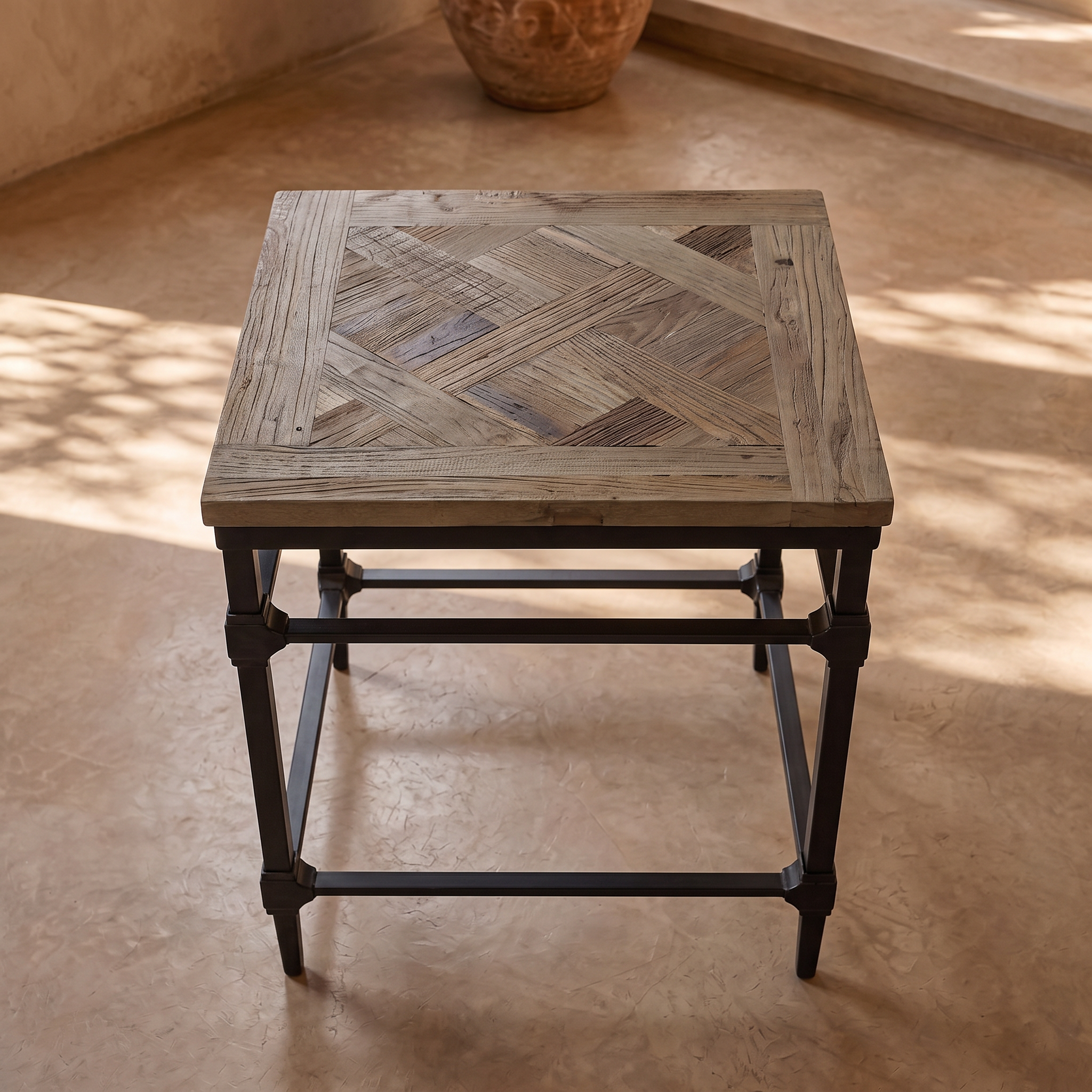 Table basse d'appoint MIA carré en orme - structure en métal homa home