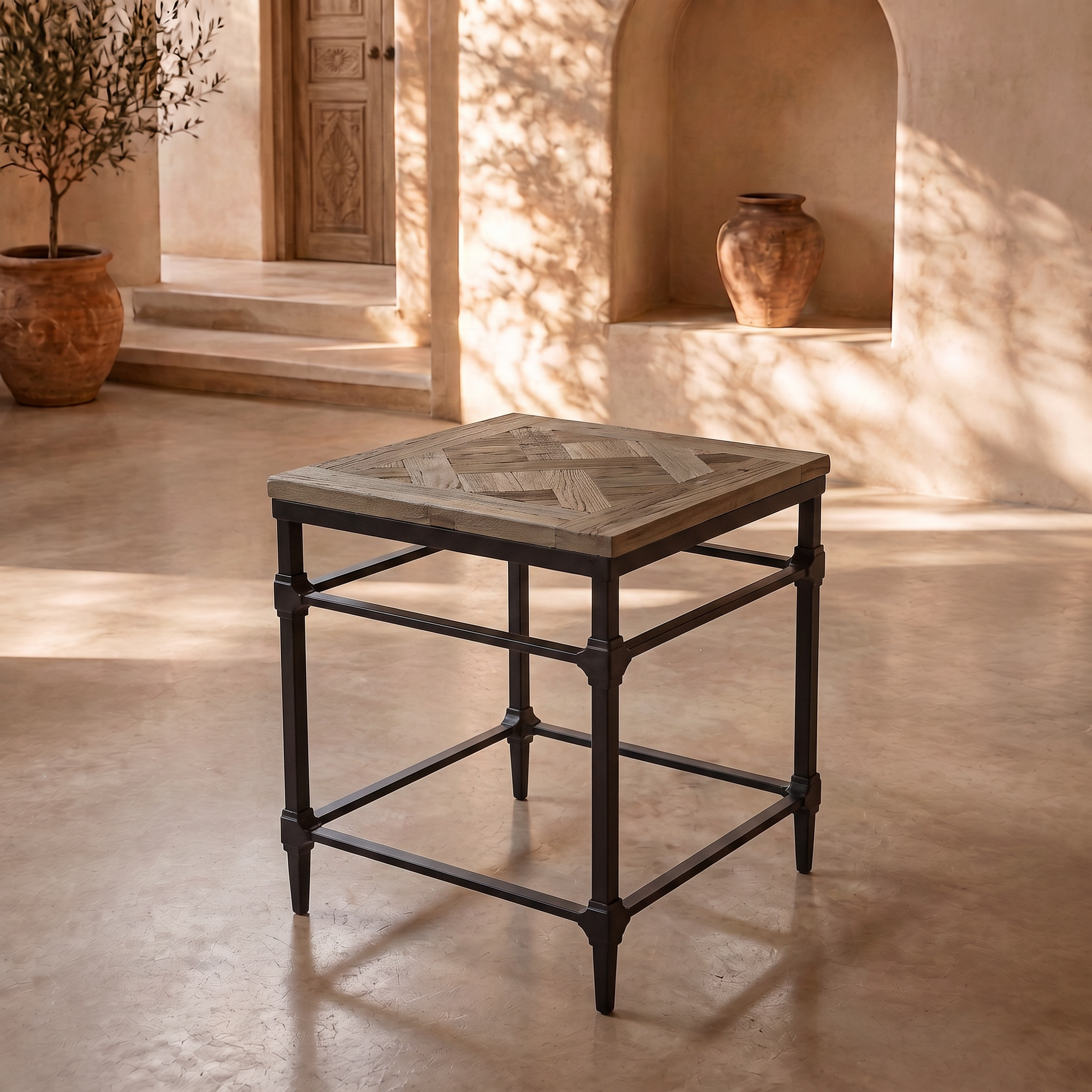Table basse carré en orme - structure en métal MIA homa home