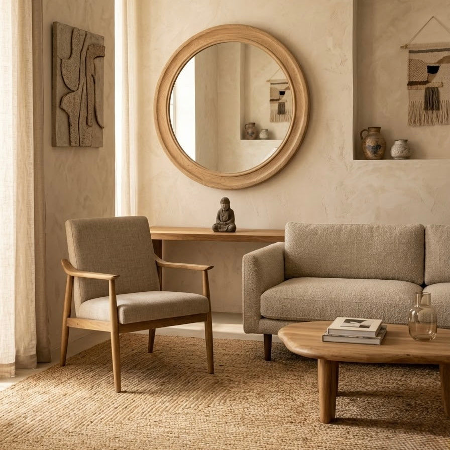 Miroir en Orme Recyclé Rond XXL